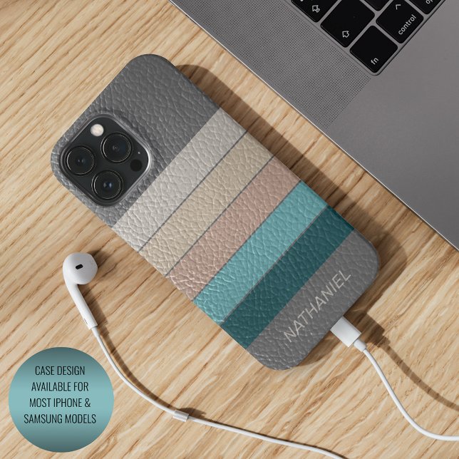 Coques Case-Mate iPhone Personnalisé Beige Gris Aqua Bleu Turquoise Vert r (Créateur téléchargé)