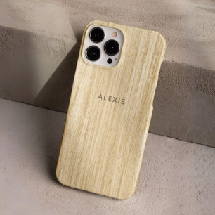 Coques iPhone 16 Pro Personnalisé Beige Rustique Faux Bois Personnalisé