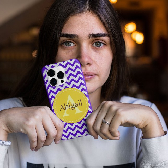 Coques Case-Mate iPhone Personnalisé Chevron Lavande Lilac Jaune (Créateur téléchargé)