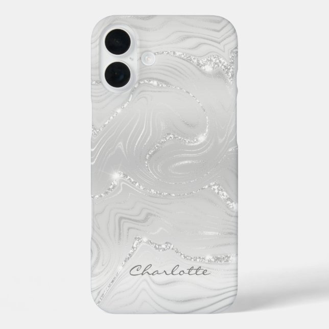 Coques Case-Mate iPhone Personnalisé Chic gris argent Parties scintillant  (Verso)