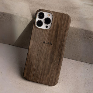 Coques iPhone 16 Pro Personnalisé Chic Moderne Rétro Brown Bois foncé
