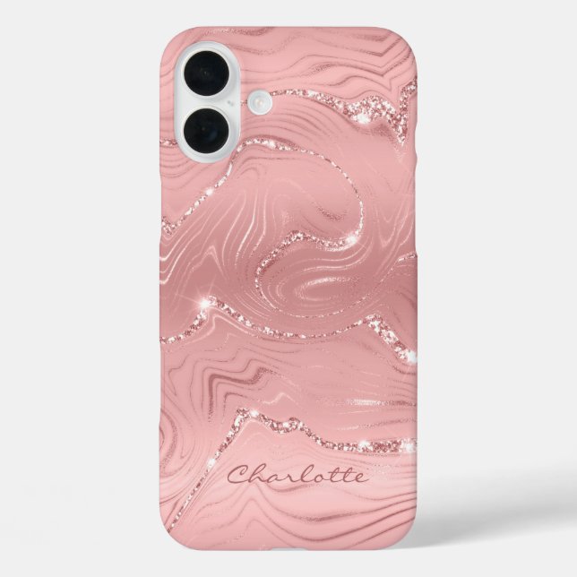Coques Case-Mate iPhone Personnalisé Chic rose Parties scintillant argent  (Verso)