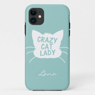 Coque Case-Mate Pour iPhone Personnalisé Crazy Cat Lady en Wavecrest bleu
