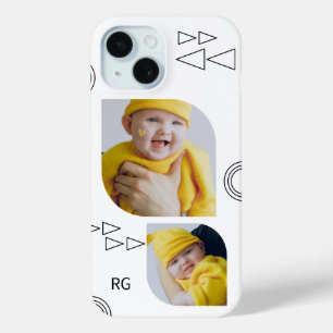Coque Pour iPhone 15 Personnalisé deux photo Abstrait