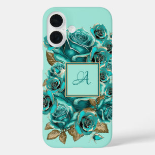 Coque Pour iPhone 16 Personnalisé Elegant Vintage Rose Turquoise