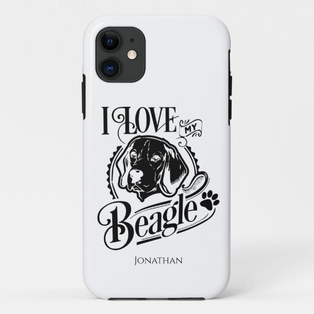 Coques Case-Mate iPhone Personnalisé J'aime mon Beagle (Dos)