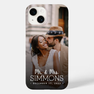 Coque Pour iPhone 14 Personnalisé M. et Mme Monogram Mariage Photo