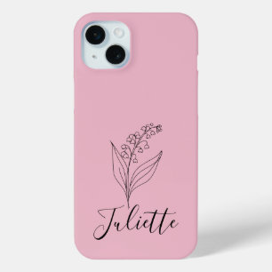 Coque iPhone 15 Mini Personnalisé May Lily de la Vallée Fleur de naissa