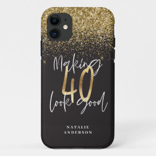 Case-Mate iPhone Case Personnalisé moderne 40e anniversaire noir et or c