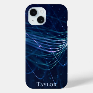 Coque Pour iPhone 15 Personnalisé Moderne Abstrait bleu