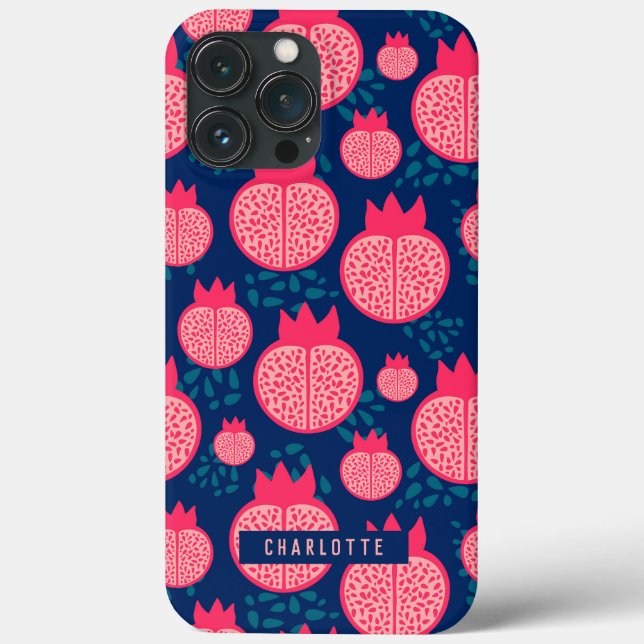 Coques Case-Mate iPhone Personnalisé Nom moderne grenade Motif bleu marine (Verso)