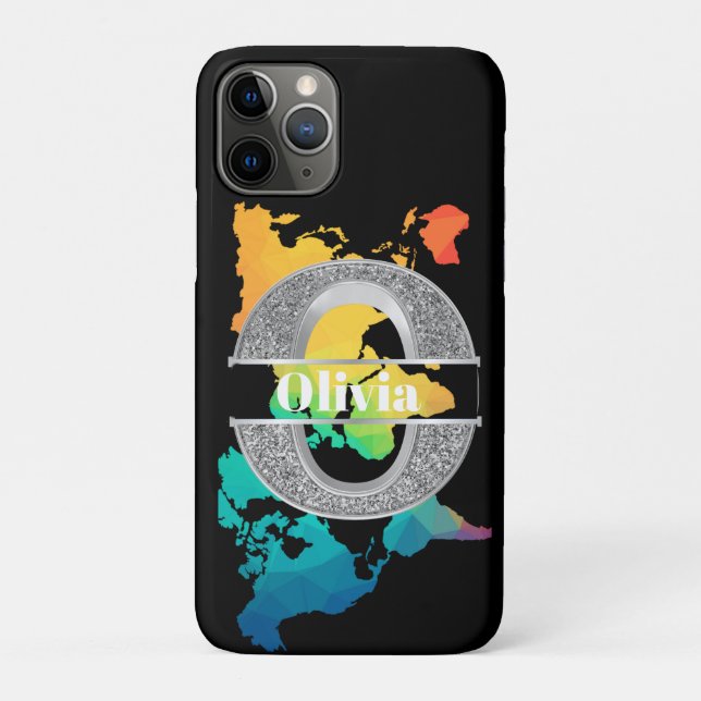 Coques Case-Mate iPhone Personnalisé O Monogramme initial d'argent Votre n (Dos)