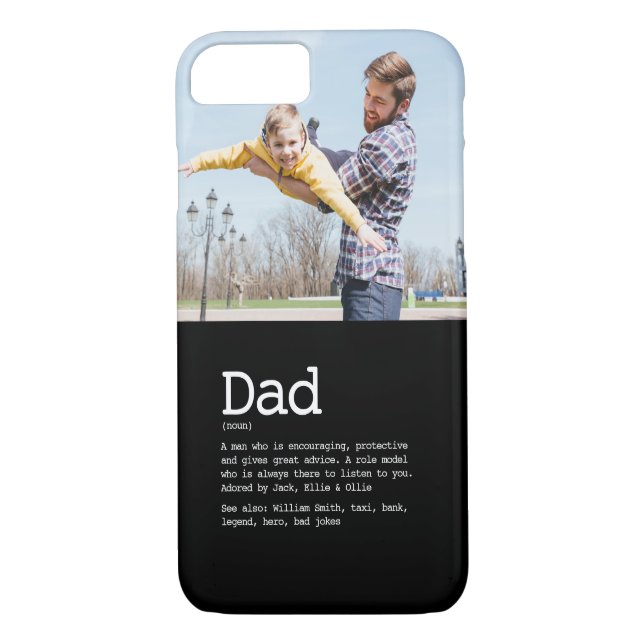 Coques Case-Mate iPhone Personnalisé Papa Définition Photo Moderne Noir (Dos)