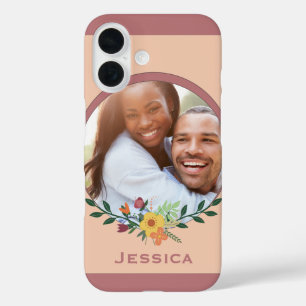 Coque Pour iPhone 16 Personnalisé Photo Floral Rose