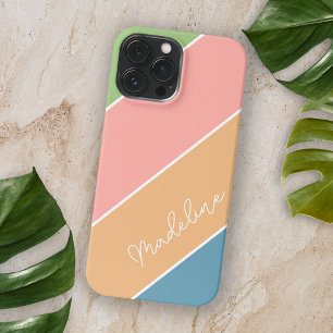 Coque iPhone 15 Pro Max Personnalisé Pomme Vert Bleu Corail Orange Bleu Gr