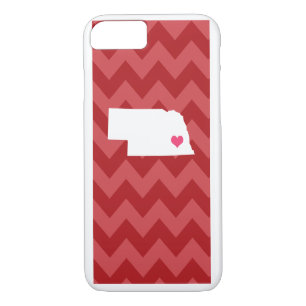 Coque iPhone 8/7 Personnalisé Red Chevron Nebraska Heart