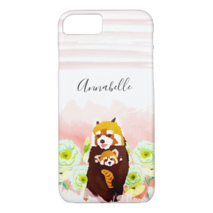Coque iPhone 7 Personnalisé rose floral rouge Panda iPhone 8/7 Co