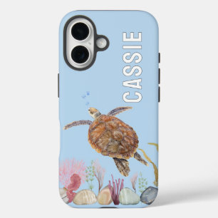 Coque Pour iPhone 16 Personnalisé Sous La Tortue Bleue