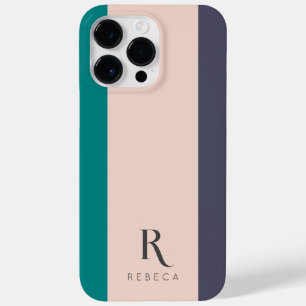 Coque Pour Pour iPhone 14 Pro Max Personnalisé trois couleurs bloc rose Turquoise gr