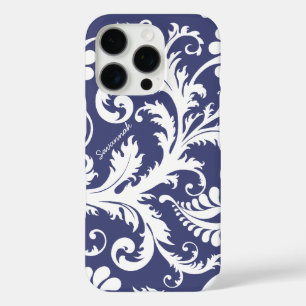 Coques iPhone 16 Pro Personnalisé Vintage Damas changer bleu n'importe 