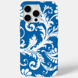 Coque iPhone 15 Pro Max Personnalisé Vintage Damas changer bleu n'importe
