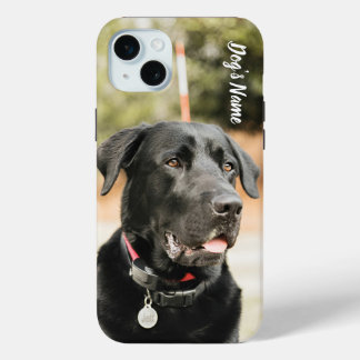 Coque iPhone 15 Mini Personnalisé votre Black Labrador Dog Photo et nom
