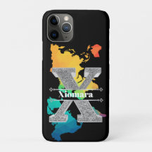 Personnalisé X Monogramme initial d'argent Votre n