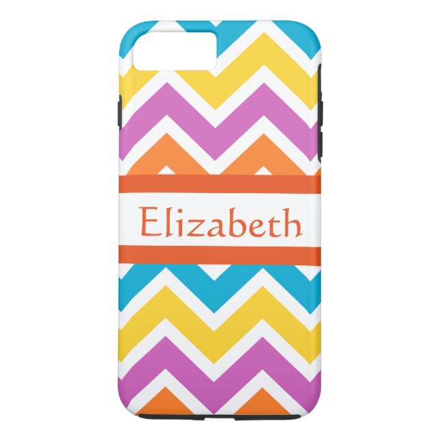 Coques Case-Mate iPhone Personnalisé Zigzag Chevron Motif Coloré Blanc (Dos)