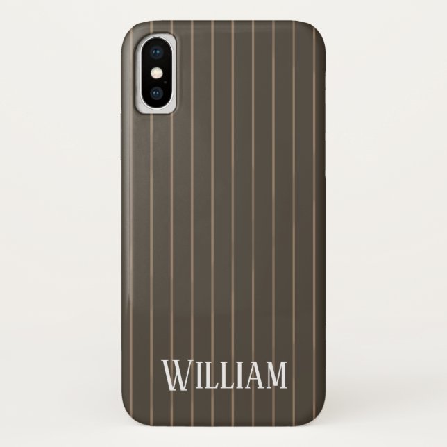 Coques Case-Mate iPhone Personnalised brown retro pinstripes (Dos)