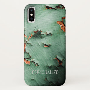Coque iPhone X Personnaliser Cool turquoise brun rouille métal
