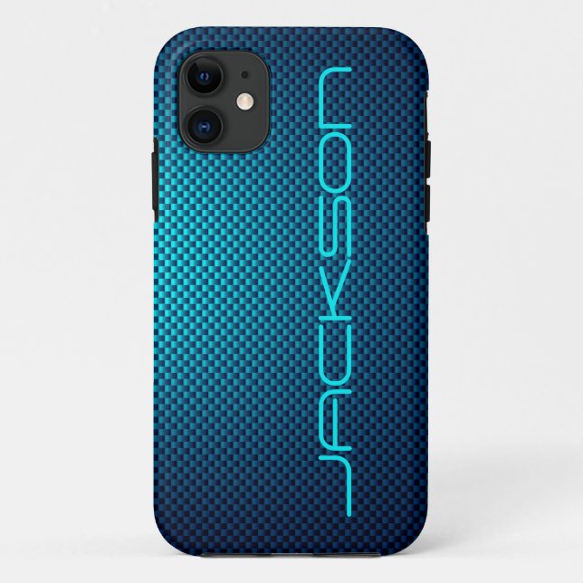 Coques Case-Mate iPhone Personnaliser la fibre de carbone bleue (Dos)