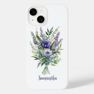 Coque Pour iPhone 14 Personnaliser Lavande Purple Fleurs Eucalyptus