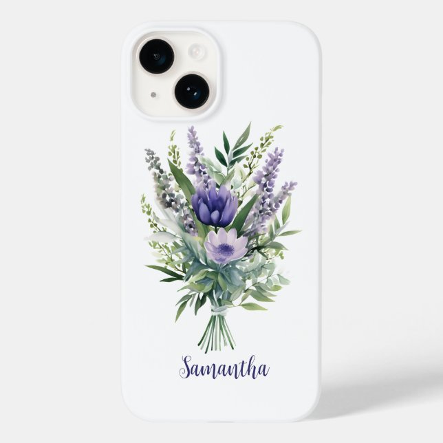 Coques Case-Mate iPhone Personnaliser Lavande Purple Fleurs Eucalyptus (Verso)
