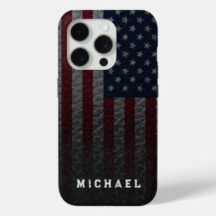Coque iPhone 15 Pro Personnaliser le drapeau américain Arrière - plan 
