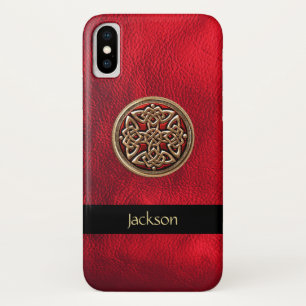 Coque Case-Mate Pour iPhone Personnalisez la caisse celtique en cuir rouge de