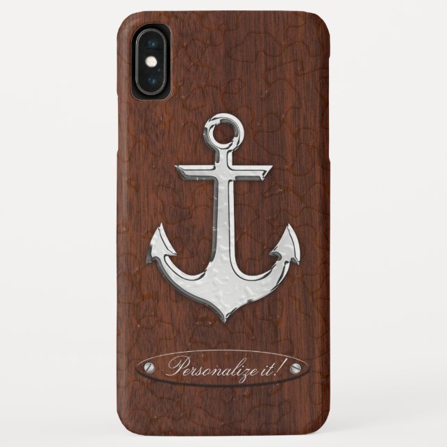Coques Case-Mate iPhone Personnalisez-le ! Acier Ancre en acajou marin hum (Dos)