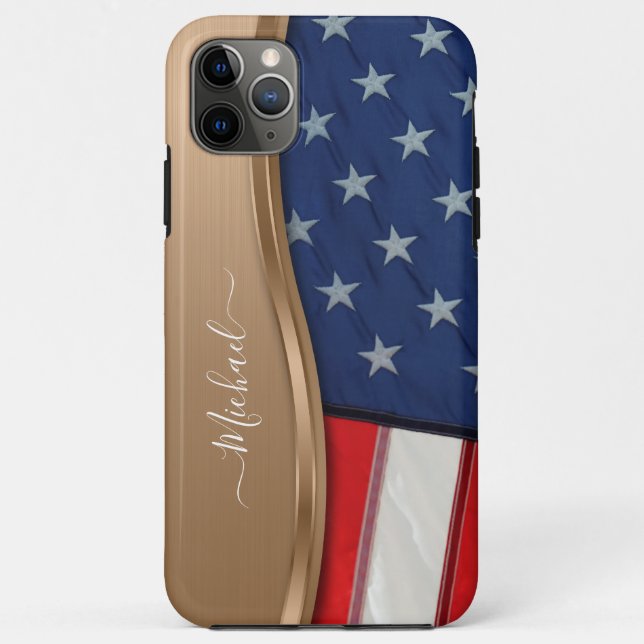 Coques Case-Mate iPhone Personnalisez le drapeau américain Faux Bronze Fla (Dos)