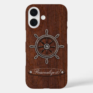 Coque Pour iPhone 16 Personnalisez-le ! Roue d'acajou marine