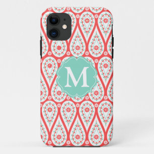 Case-Mate iPhone Case Personnalized moderne Damask Coral Paisley