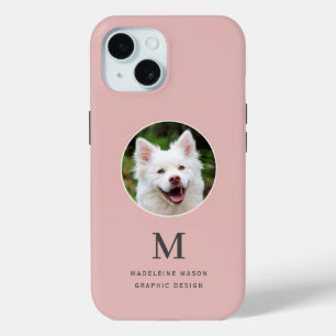 Coque Pour iPhone 15 Pet Photo Blush Pink Personnalisé
