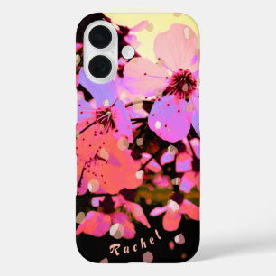 Coque Pour iPhone 16 Pétale rose fleur de cerisier Ressort & nom