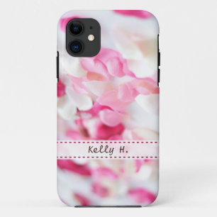 Coque iPhone 11 Pétales de rose roses et blancs
