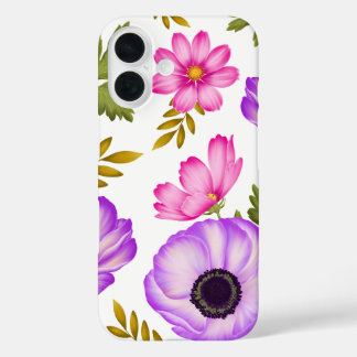 Coque Pour iPhone 16 Pétales en Harmonie - Anemone et Cosmos