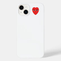 Petit Coeur rouge mignon avec les yeux sur blanc