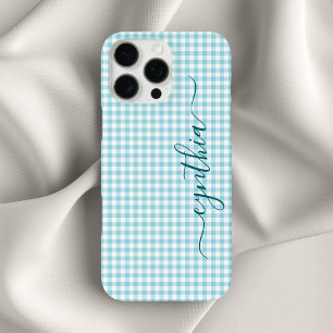 Coques iPhone 16 Pro Max Petit œuf de Robin bleu Gingham Signature