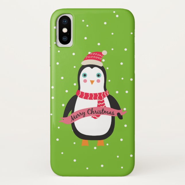 Coques Case-Mate iPhone Petit pingouin de Noël mignon "Joyeux Noël" (Dos)