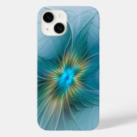 Petite Beauté Moderne Bleu Or Fractal Art Flower