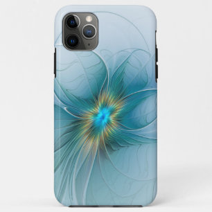 Case-Mate iPhone Case Petite Beauté Moderne Bleu Or Fractal Art Flower