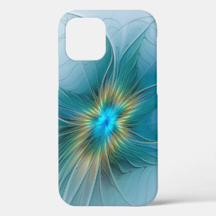 Case-Mate iPhone Case Petite Beauté Moderne Bleu Or Fractal Art Flower
