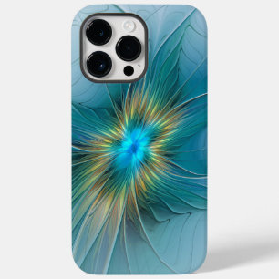 Coque Pour Pour iPhone 14 Pro Max Petite Beauté Moderne Bleu Or Fractal Art Flower